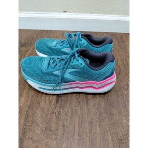 Size 9B- Brooks Ghost Max 2 Storm Blue Knockout Pink Women Sneakers